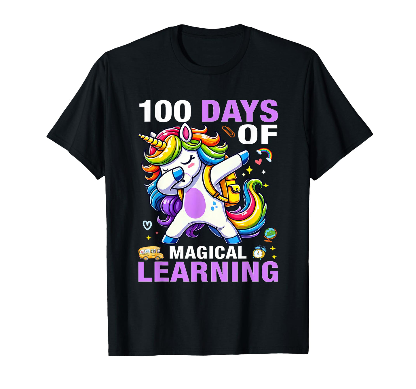 100 Days of Magical Learning Unicorn 100 Days Of School Girl T-Shirt