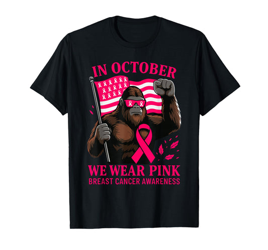 Breast Cancer Bigfoot Halloween in October We Wear Pink T-Shirt