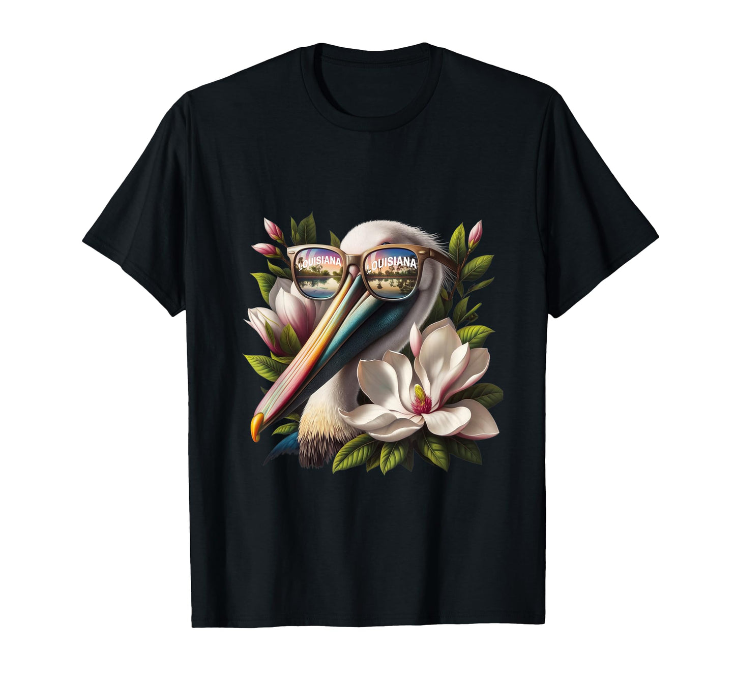 Louisiana Pelican Wearing Sunglasses State Bird Retro Art T-Shirt