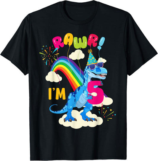 Happy Birthday Rawr! I'm 5 Dinosaurs Lovers Boys Girls Gift T-Shirt