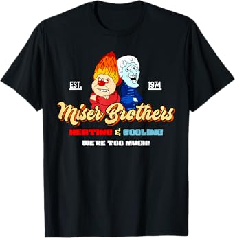 Miser Brothers Heating & Cooling Christmas Unisex-Adults T-Shirt Black Small Classic Fit Short Sleeve Cotton, Polyester