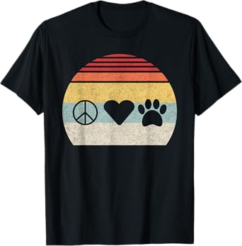 Vintage Retro Peace Love And Dogs Dog Lover Gift T-Shirt