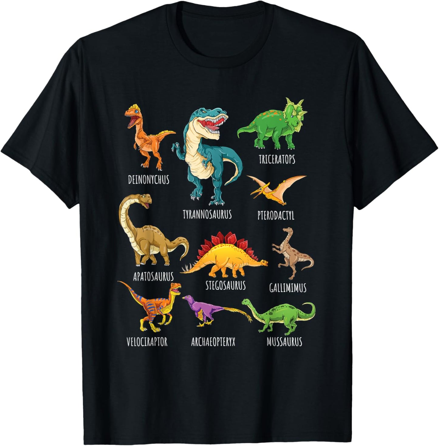 Types Of Dinosaurs Graphics Dino Identification T-Shirt