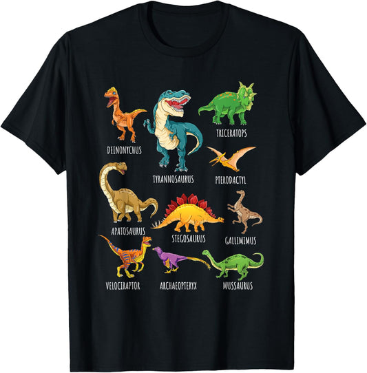 Types Of Dinosaurs Graphics Dino Identification T-Shirt