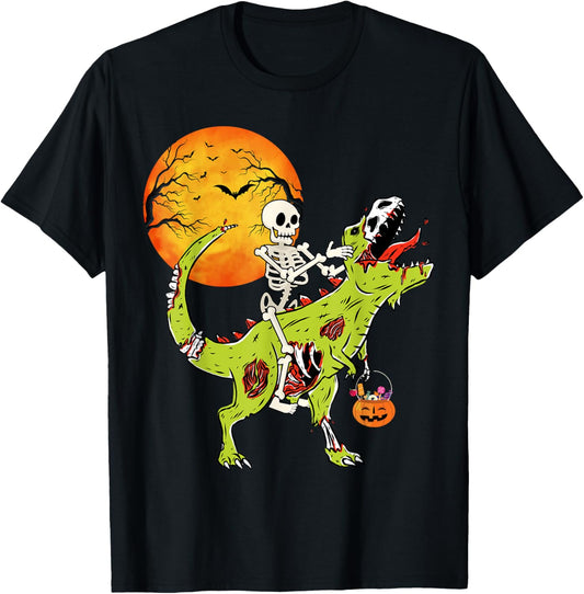 Halloween Dinosaur Zombie T Rex Skeleton Boys Toddler Kids T-Shirt