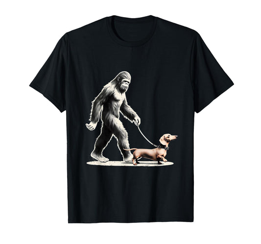Bigfoot Walking Dachshund Funny Wiener Dog T-Shirt