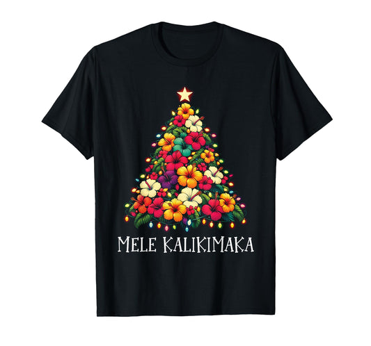 Mele Kalikimaka Hawaiian Christmas Tree Hawaii Tropical Xmas T-Shirt