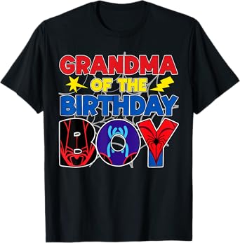 Grandma Of The Birthday Boy Matching Spider Family Birthday T-Shirt