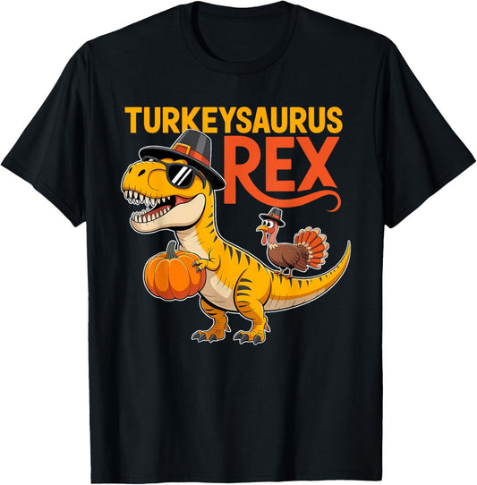 Turkeysaurus Rex Thanksgiving Turkey Dino Boys Family Humor T-Shirt