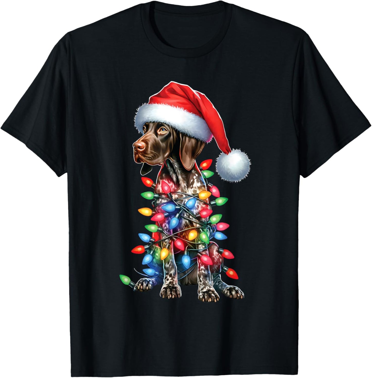 German Shorthaired PointerDog Lovers Santa Hat Christmas T-Shirt