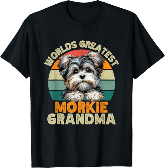 Worlds Greatest Morkie Dog Grandma Funny Retro Dogs Owner T-Shirt