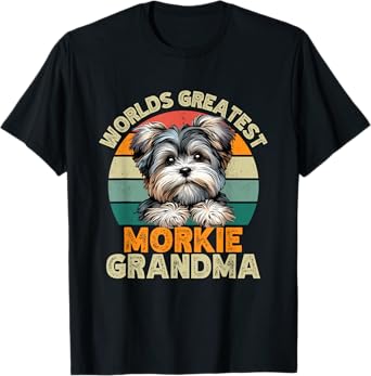 Worlds Greatest Morkie Dog Grandma Funny Retro Dogs Owner T-Shirt for Men Women
