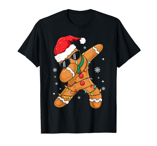 Dabbing Gingerbread Santa Christmas Family Matching Pajamas T-Shirt