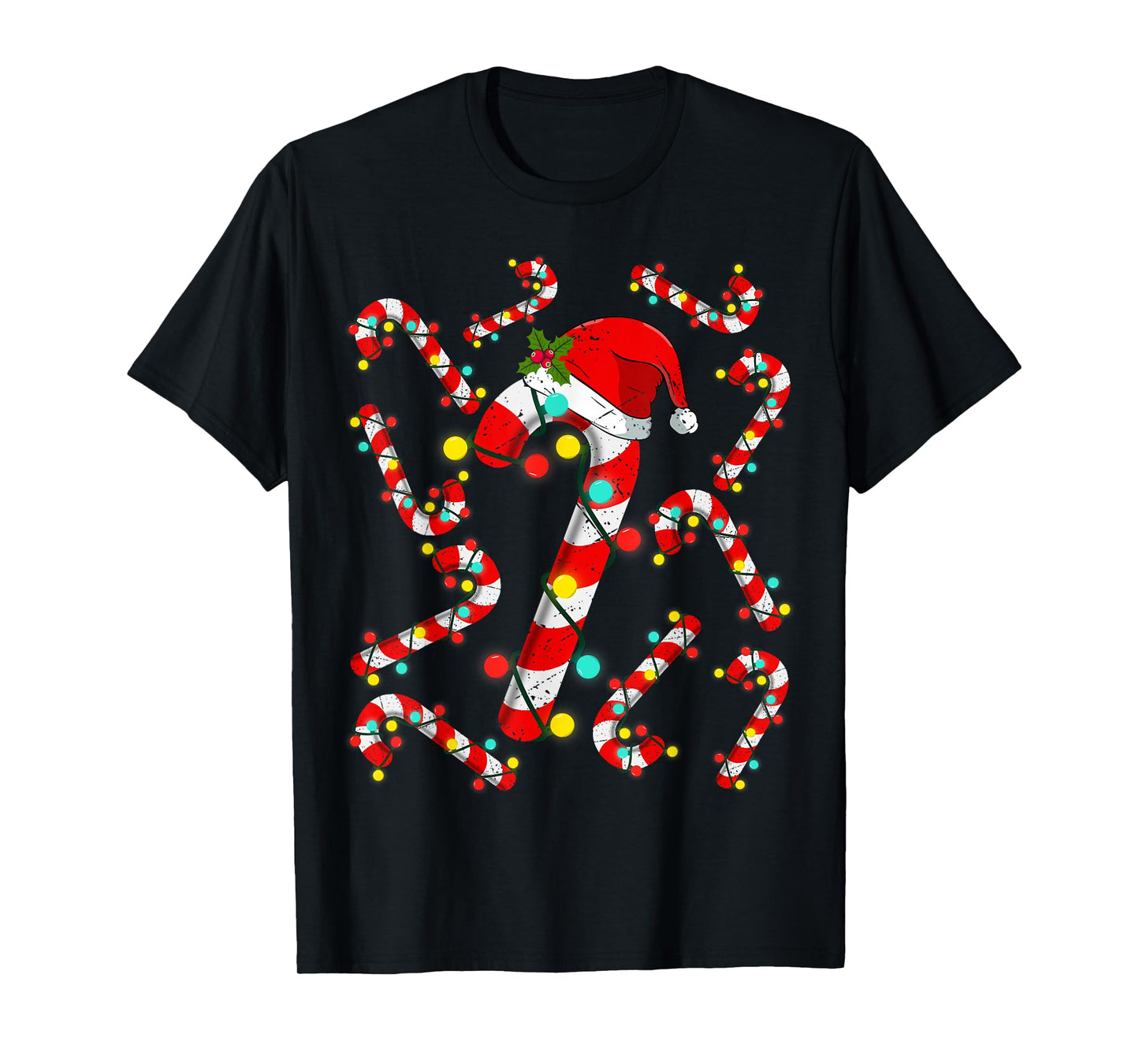 Christmas Candy Cane Santa Xmas Kids Toddler Youth Women Men T-Shirt