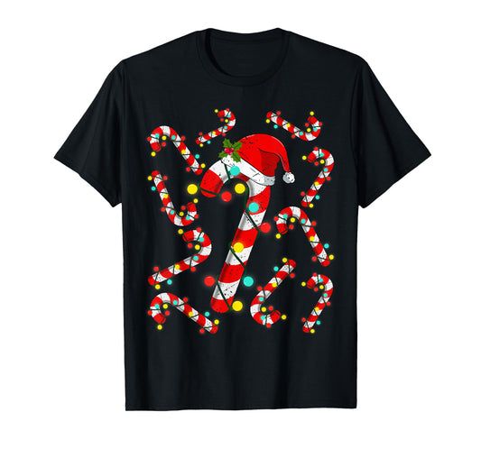 Christmas Candy Cane Santa Xmas Kids Toddler Youth Women Men T-Shirt