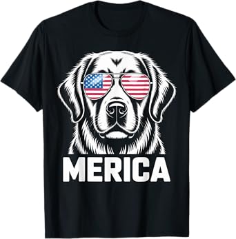 Patriotic Dog Lover USA Sunglasses 4th of July Gifts Men Women Kids T-Shirt