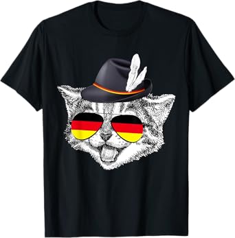 Cute Cat German Flag Oktoberfest Pride Germany Festival T-Shirt