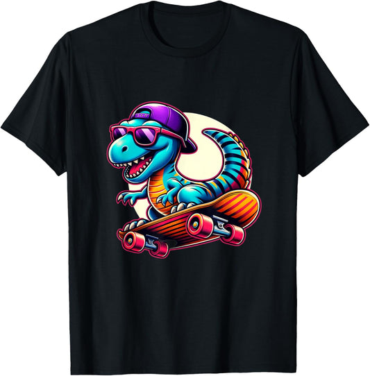 Dinosaur Riding Skateboard Funny T-Rex Dino Skateboarding T-Shirt
