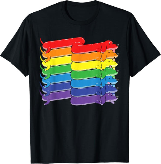 Dachshund Rainbow Shirt LGBTQ+ Pride Month Dog LGBT Flag T-Shirt