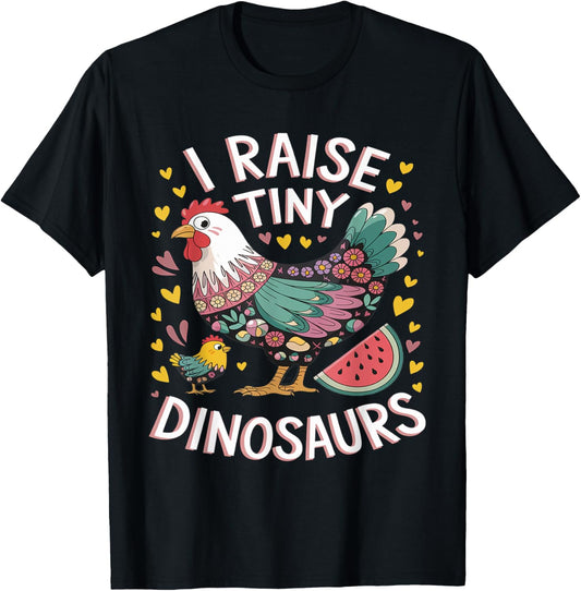 I Raise Tiny Dinosaurs Vintage Funny Chicken Joke Farmer T-Shirt