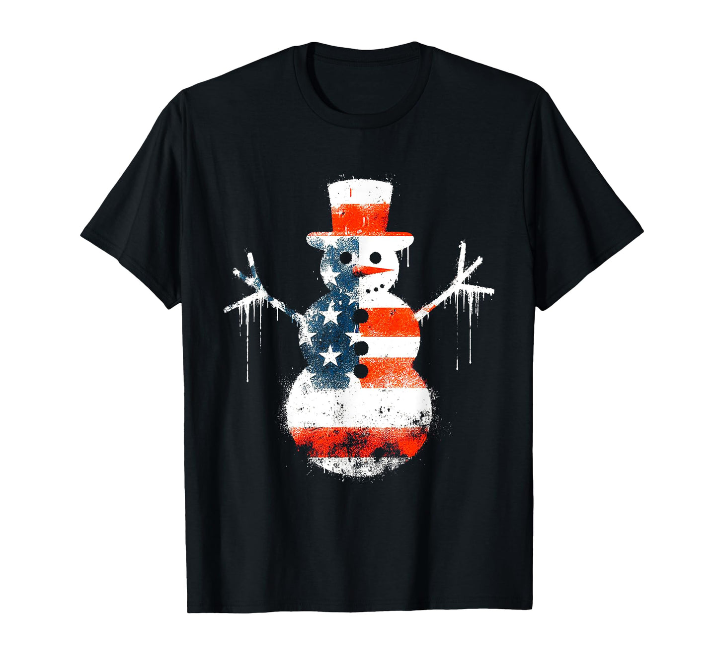 Snowman American Flag - Patriotic USA Snowman Xmas Lover T-Shirt