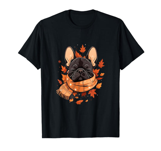 French Bulldog Fall Autumn Leaves Thanksgiving Frenchie Dog Men Women Girls Kids T-Shirt