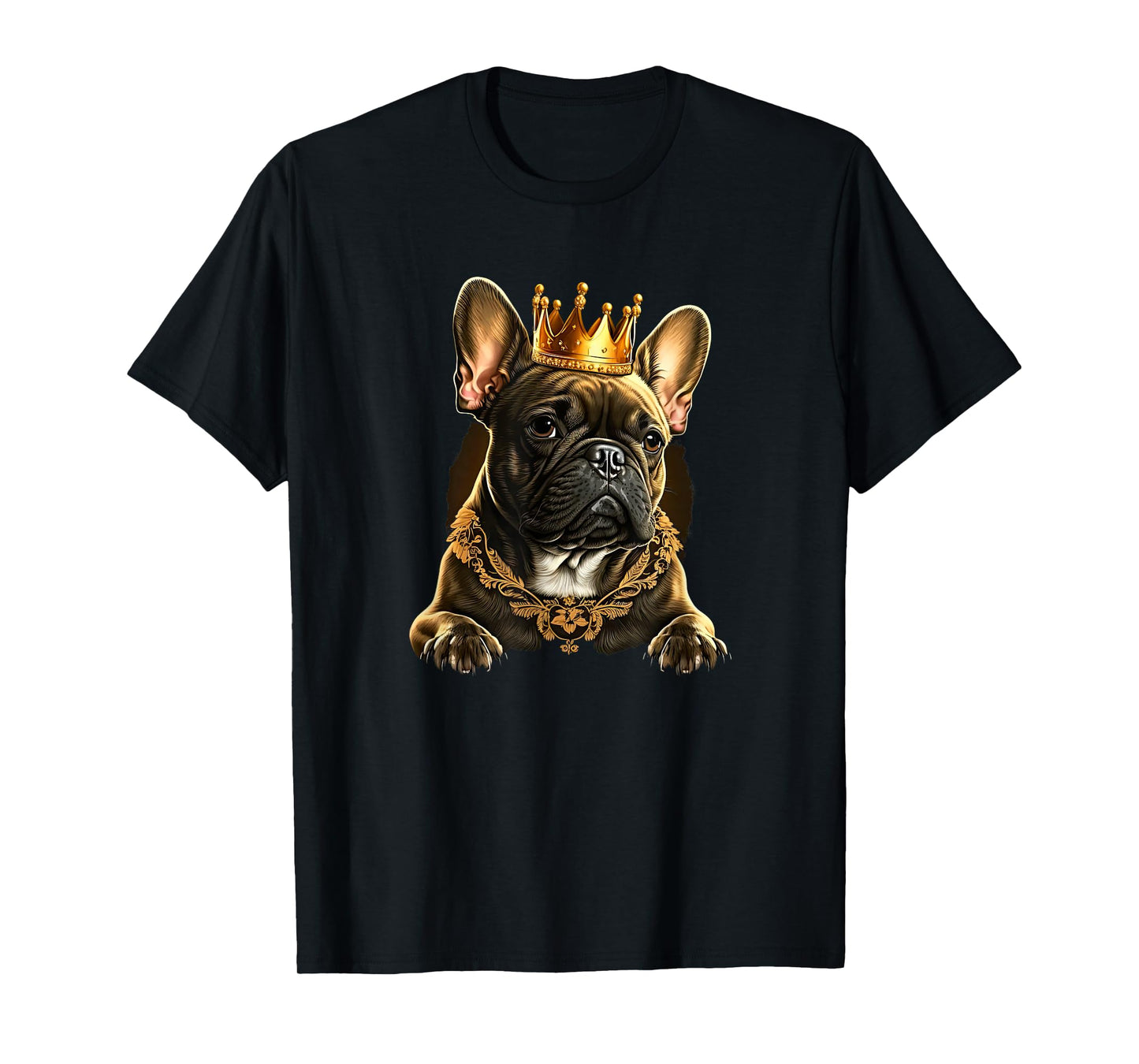 Funny French Bulldog Frenchie with a Golden Crown Men Women Girls Kids T-Shirt