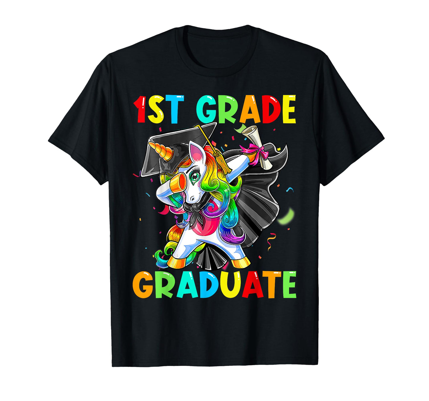 Dabbing Unicorn 1st Grade Graduation Cap Gown Gift Girls T-Shirt