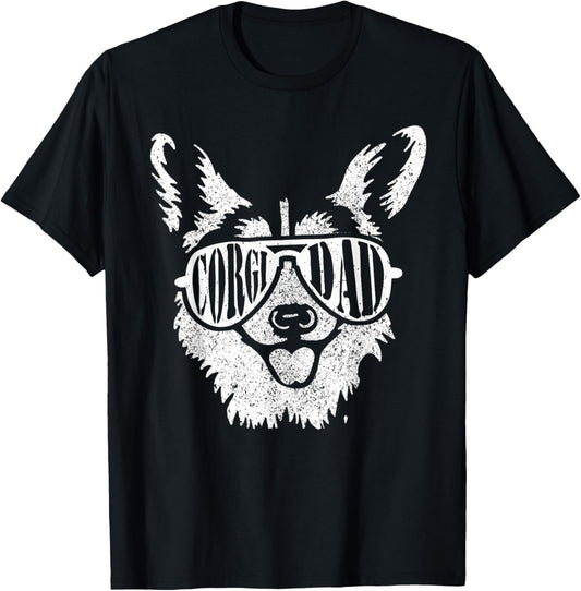 Retro Corgi Dad Gift Dog Owner Pet Welsh Corgi Fathers Day T-Shirt
