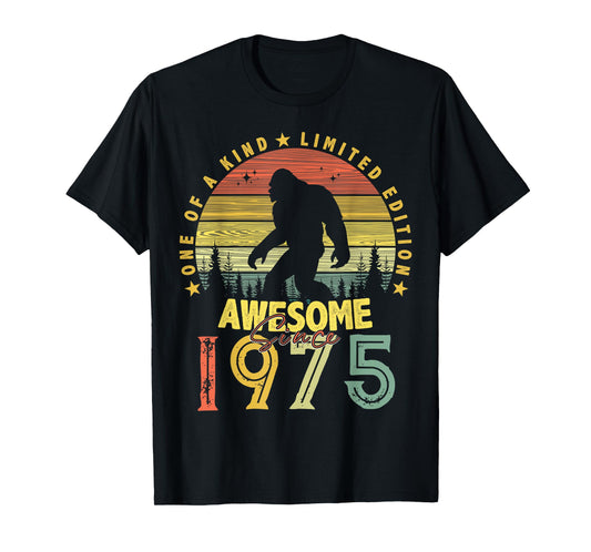 Awesome Since 1975 49th Birthday Gifts Bigfoot Born in 1975 T-Shirt