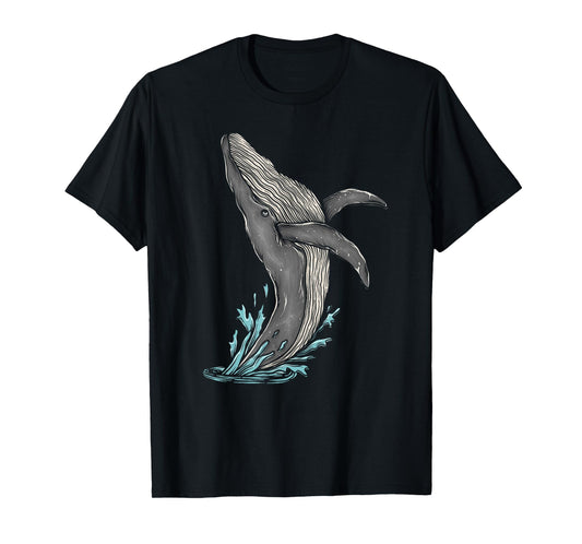 Minimalist Humpback Whale Breach Whale Watching T-Shirt