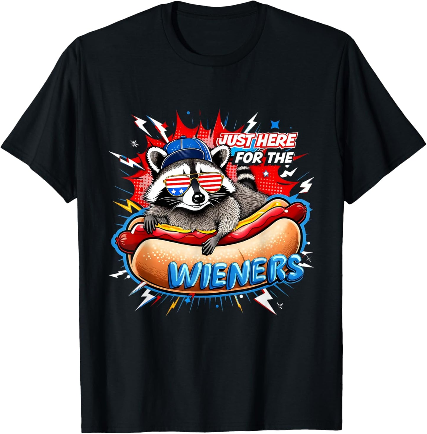 Funny Raccoon Hot Dog 4th of July Bbq Party Humor T-shirt