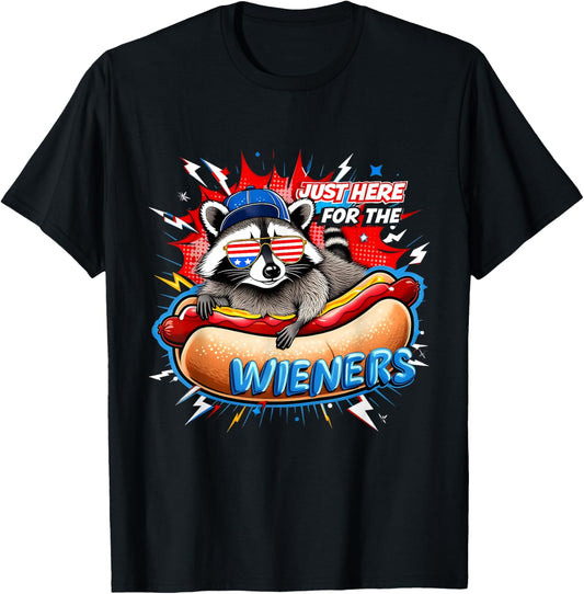 Funny Raccoon Hot Dog 4th of July Bbq Party Humor T-shirt