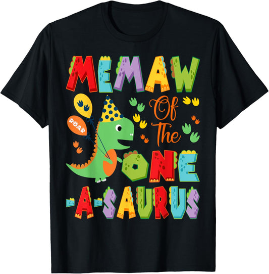 Memaw Of The One-A-Saurus 1St Birthday Boy Dinosaur T-Shirt