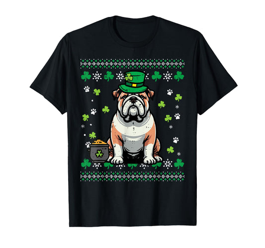 St Patricks Dog English Bulldog Saint Paddys Men Women Kids T-Shirt