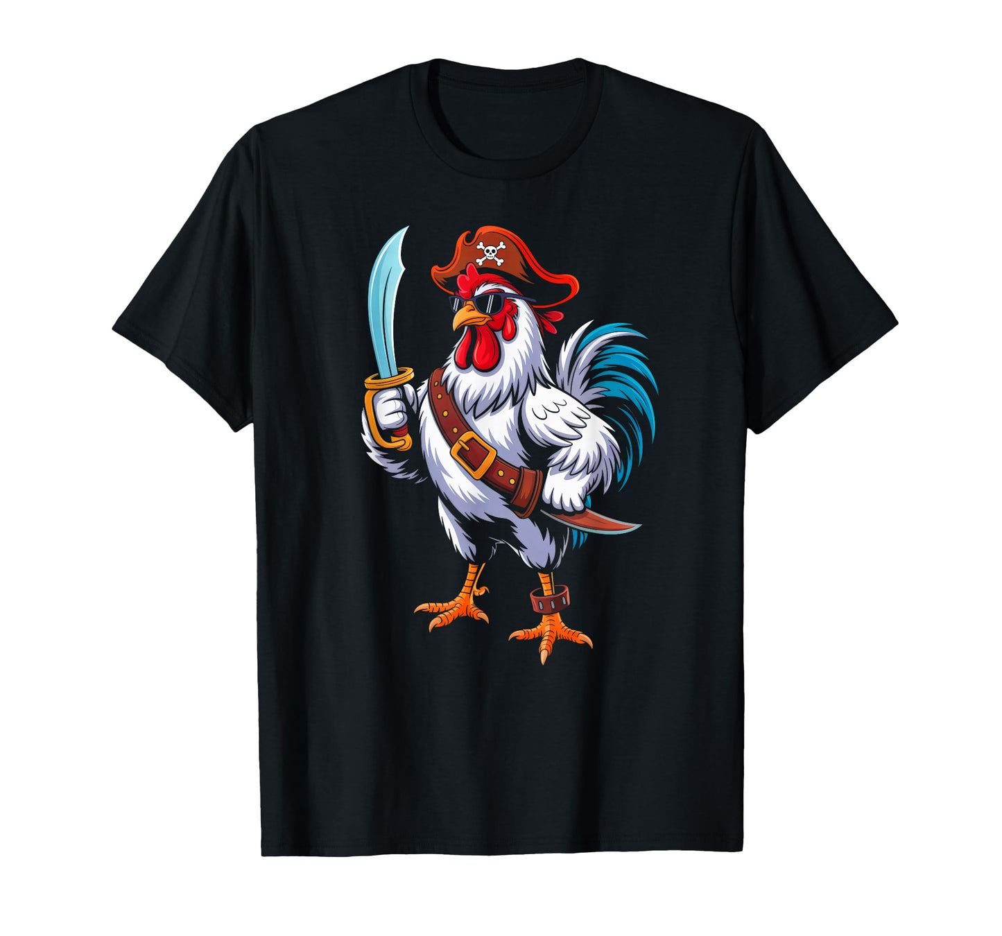 Chicken Halloween Costume Men Women Farmer Chicken Pirate T-Shirt