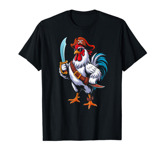 Chicken Halloween Costume Men Women Farmer Chicken Pirate T-Shirt