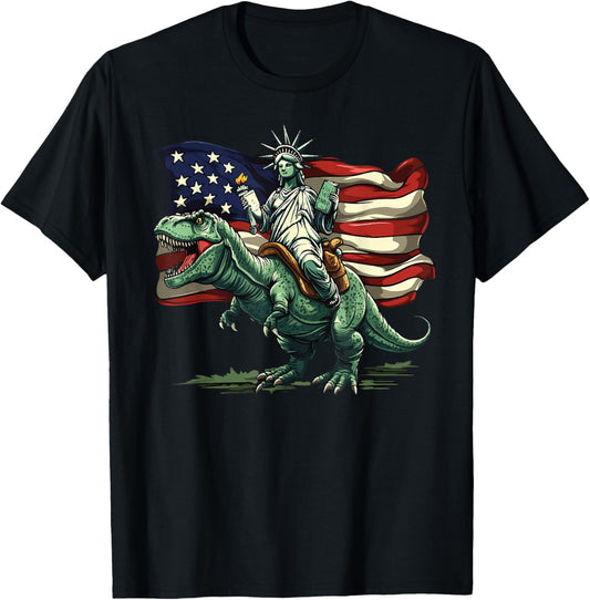 Patriotic Liberty Dino - Funny 4th of July Dinosaur T-Shirt