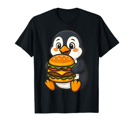 Penguin Eating a Hamburger T-Shirt
