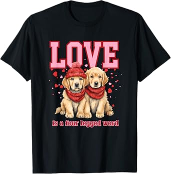 Everystepcounts4us Golden Retriever Love Valentine Unisex-Adults T-Shirt Black Small Classic Fit Short Sleeve Valentine's Day Golden Retriever T-Shirt