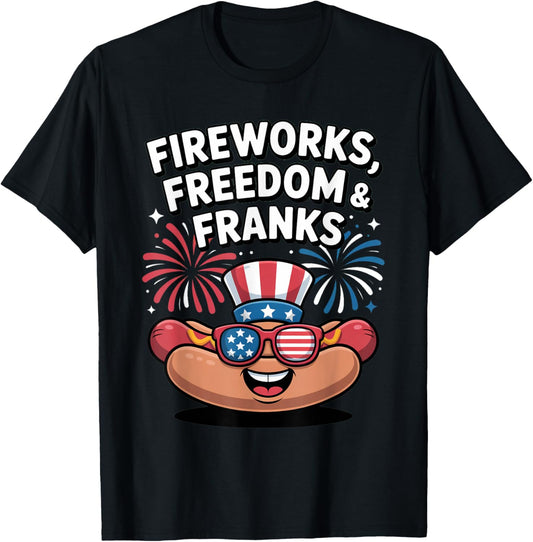 Fireworks Freedom And Franks 4th of July Funny American T-Shirt