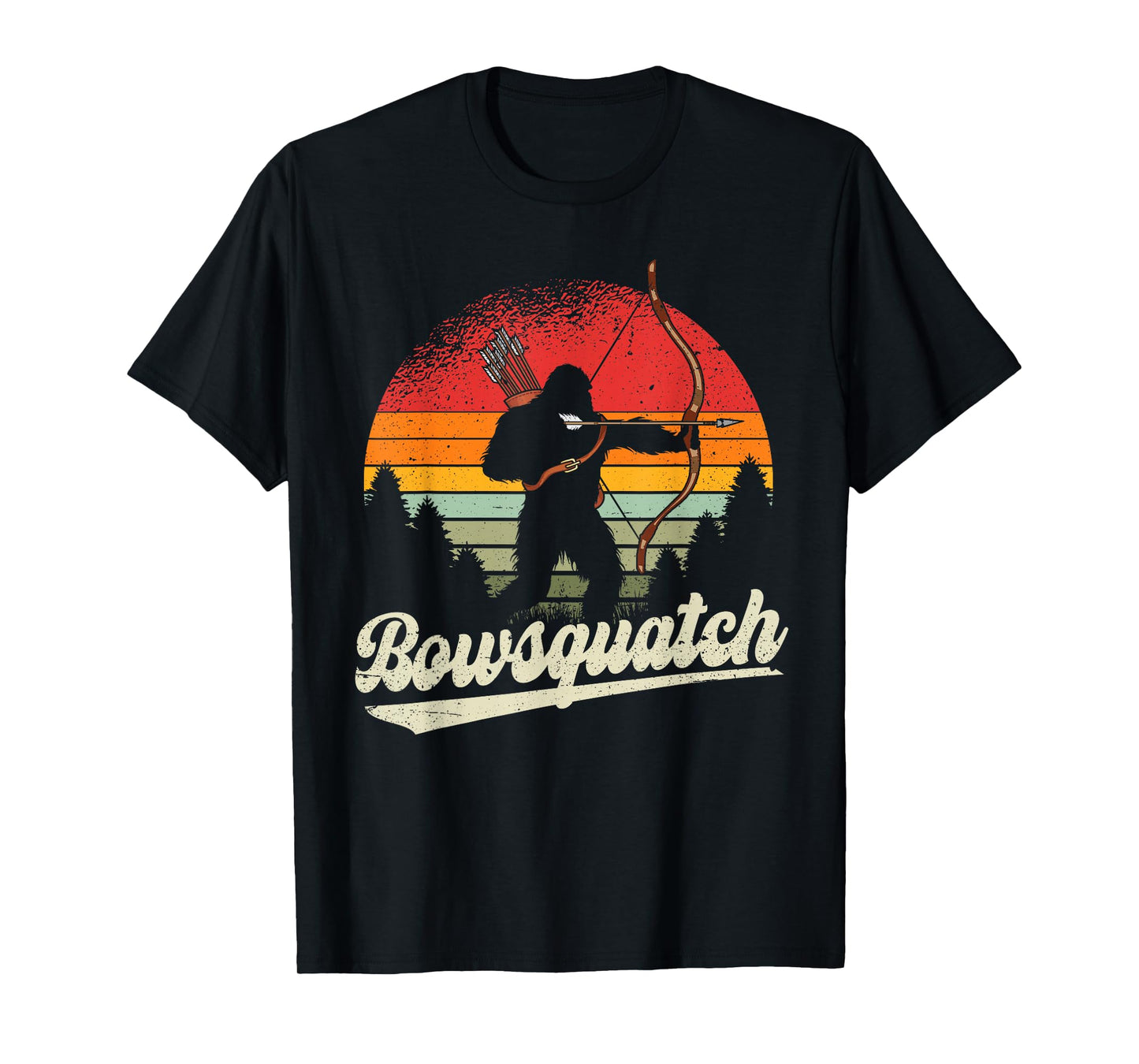 Bowsquatch Bow Arrow Bigfoot Archery Retro Sasquatch Archer T-Shirt