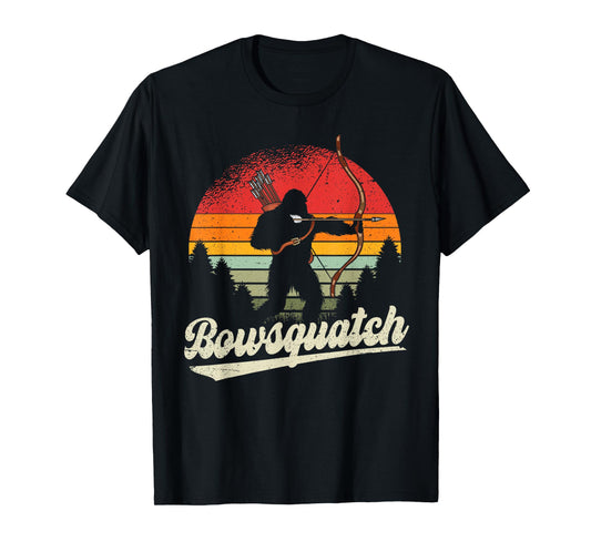Bowsquatch Bow Arrow Bigfoot Archery Retro Sasquatch Archer T-Shirt