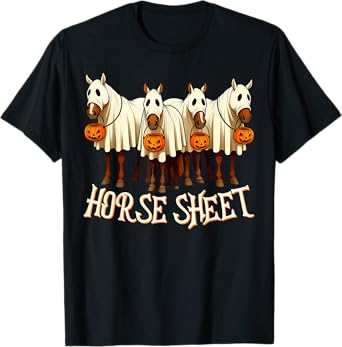 Cute Horse Sheet Ghost Horse Spooky Season Halloween Costume T-Shirt