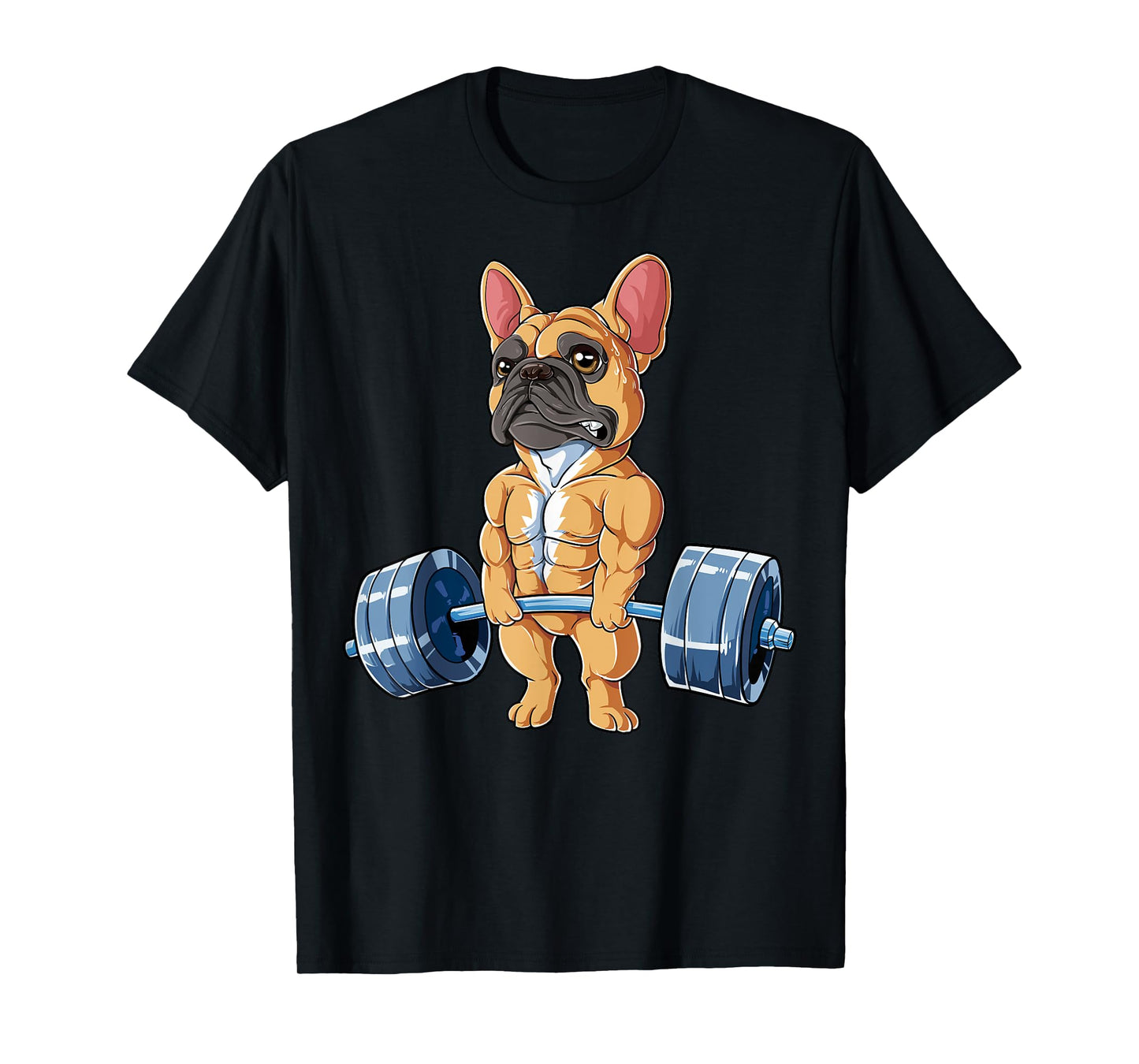 French Bulldog Weightlifting Funny Fawn Deadlift Fitness Gym T-Shirt
