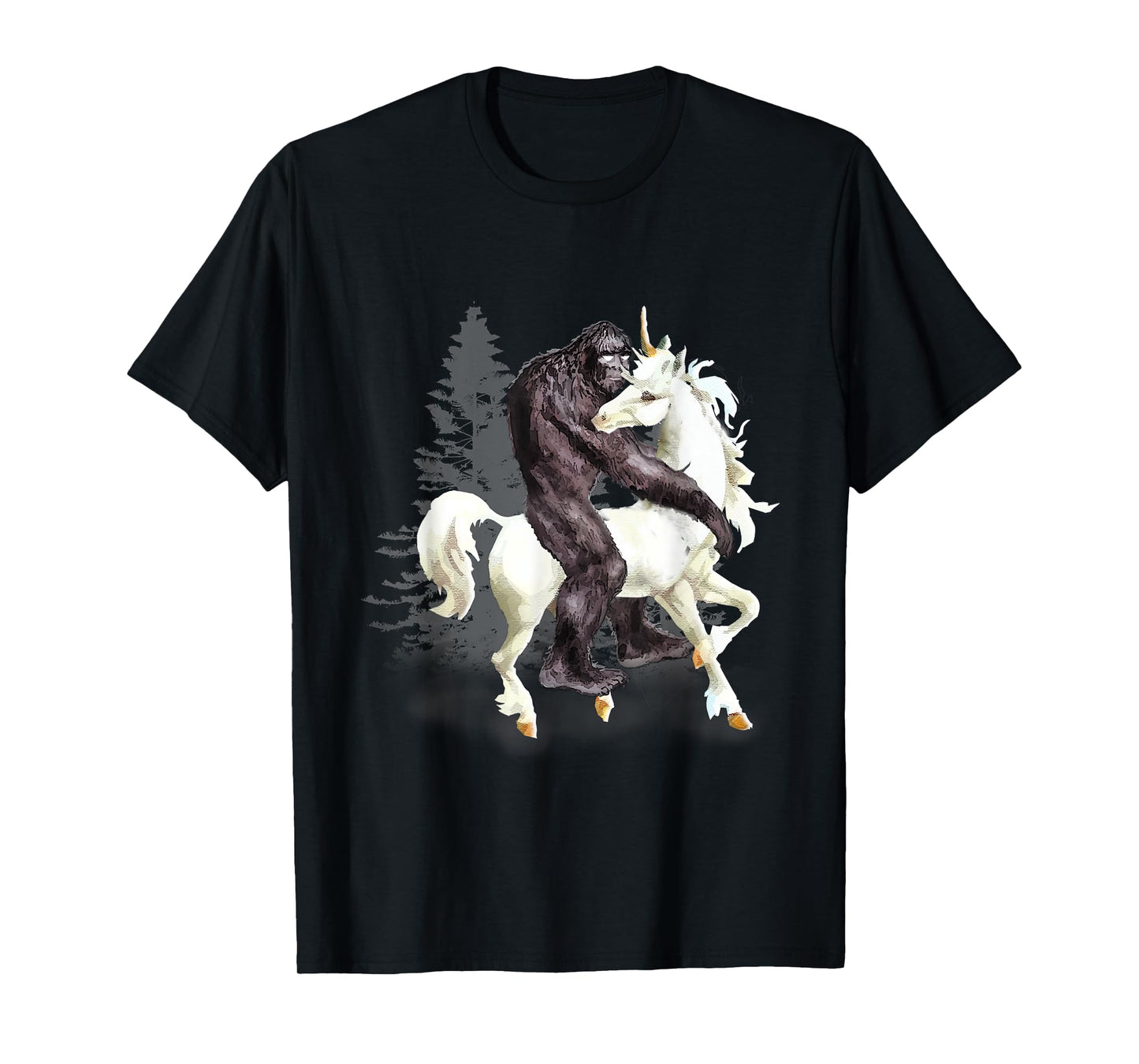 Bigfoot Sasquatch Riding Unicorn Funny Cute Gift T-Shirt