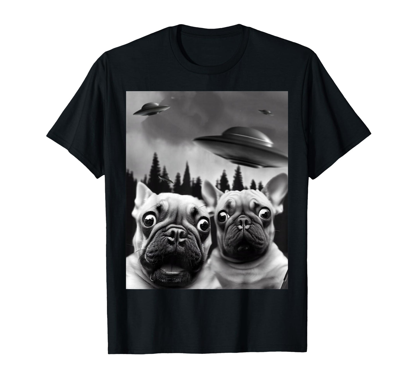 Funny Frenchie UFO Selfie T-Shirt