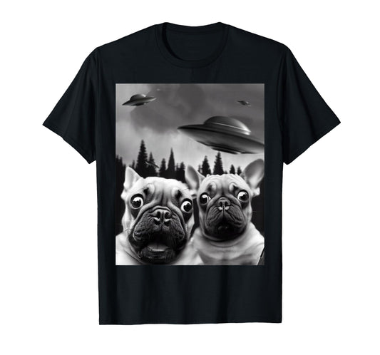 Funny Frenchie UFO Selfie T-Shirt