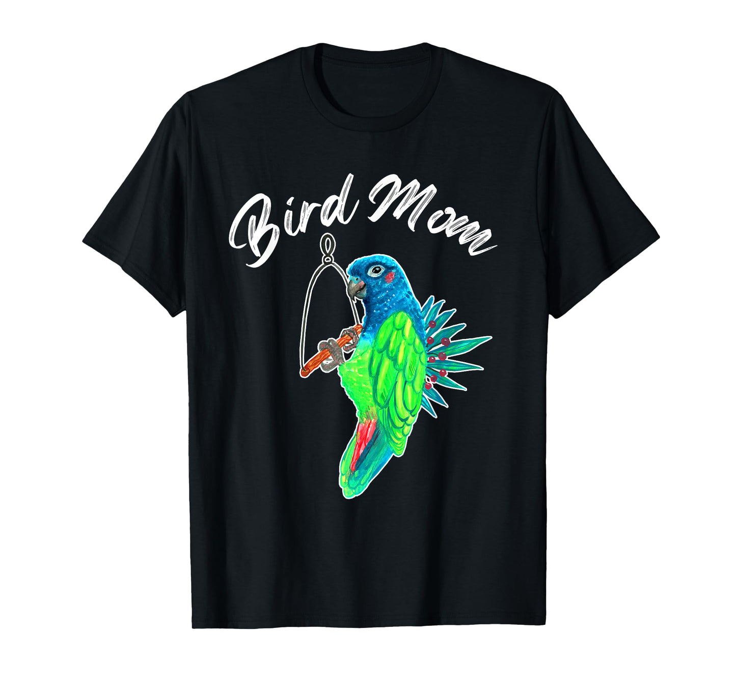 Bird Mom Blue Headed Pionus Parrot Watercolor T-Shirt