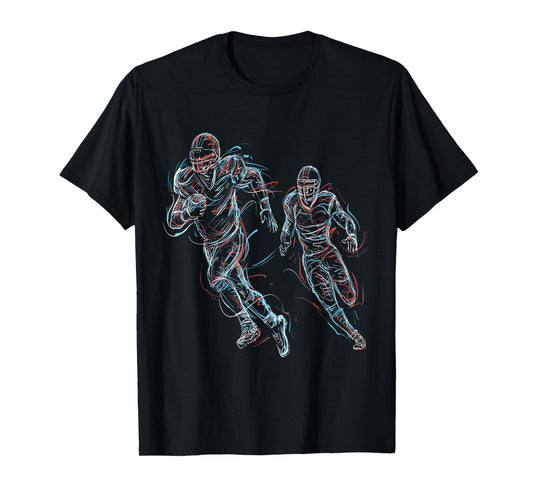 American Football Player Colourful Lines Design T-Shirt